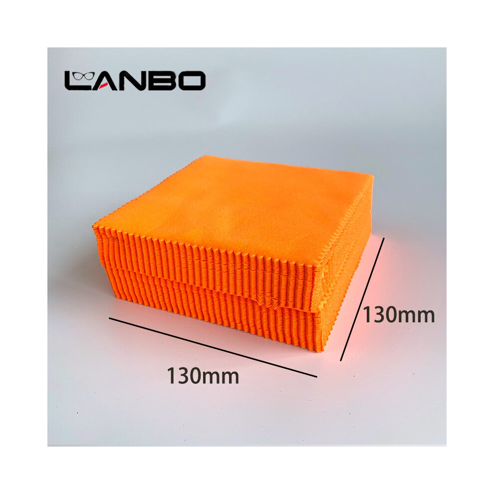 LANBO 100 pcs 13*13cm Orange Microfiber Glasses Cleaning Cloth For Lens Phone Screen Cleaning Wipes