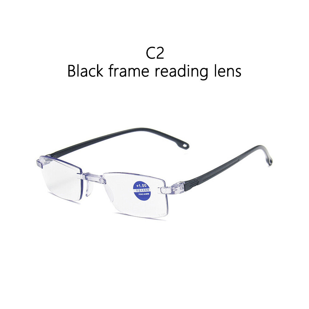 Multicoloured Anti Light Blocking Rimless Reading Glasses Women Men Square Frameless Presbyopic Computer Eyeglasses Diopters +1.0 1.5 2