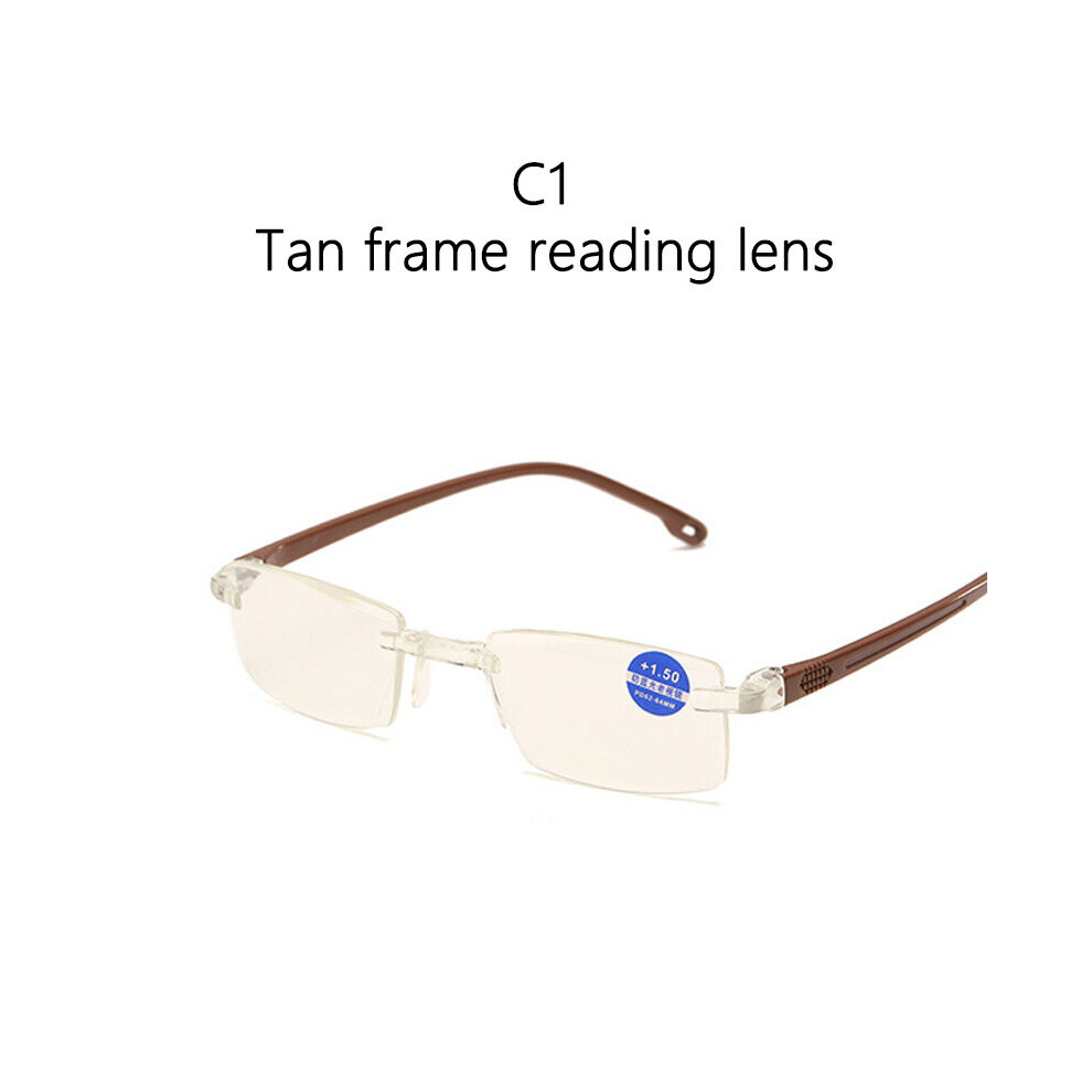 Multicoloured Anti Light Blocking Rimless Reading Glasses Women Men Square Frameless Presbyopic Computer Eyeglasses Diopters +1.0 1.5 2