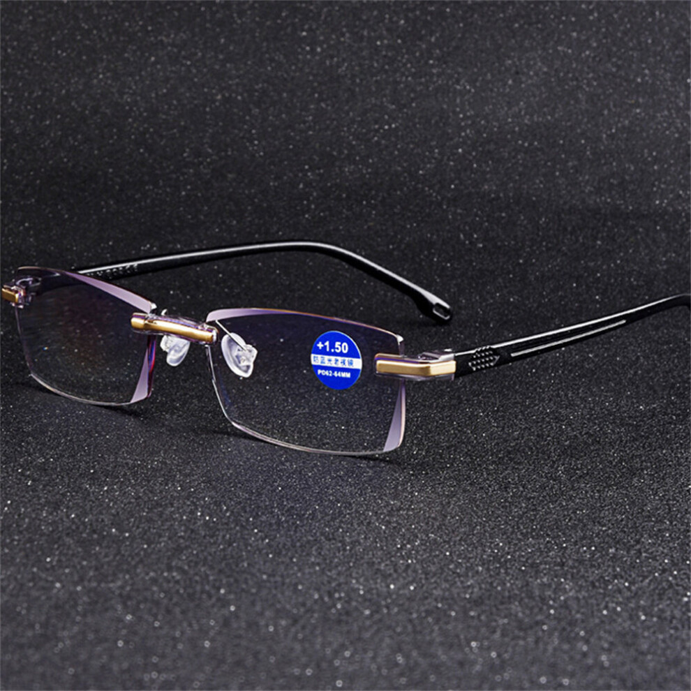 Multicoloured Elbru +1.0+1.5 +2.0+2.5+3.5+4.0 Frameless Anti-Blue Rays Reading Glasses Retro Women Presbyopia Prescription Eyeglasses Unisex