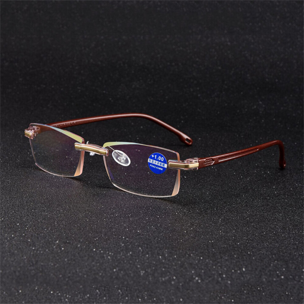Multicoloured Elbru +1.0+1.5 +2.0+2.5+3.5+4.0 Frameless Anti-Blue Rays Reading Glasses Retro Women Presbyopia Prescription Eyeglasses Unisex