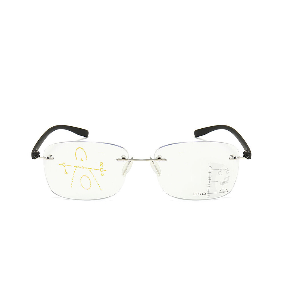 Multicoloured Frameless Distance And Near Dual-Use Reading Glasses Progressive Multi-Focus Smart Zoom Titanium Memory Eyewear