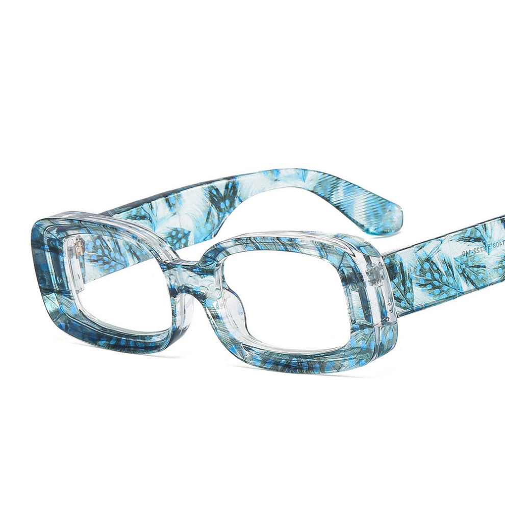 Printed Glasses Frame Women Retro Square Thick Edge Small Eyeglasses Frames Optical Eyewear