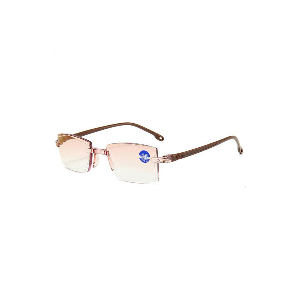Multicoloured Rimless Reading Glasses Anti Ray Bifocal Goggles Square Frameless Presbyopic Glasses Hyperopia Glasse Women Glasses +4