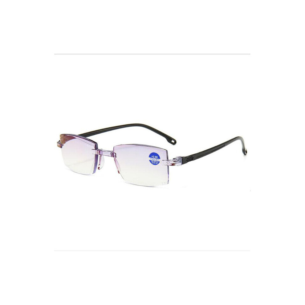 Rimless Reading Glasses Anti Ray Bifocal Goggles Square Frameless Presbyopic Glasses Hyperopia Glasse Women Glasses +4