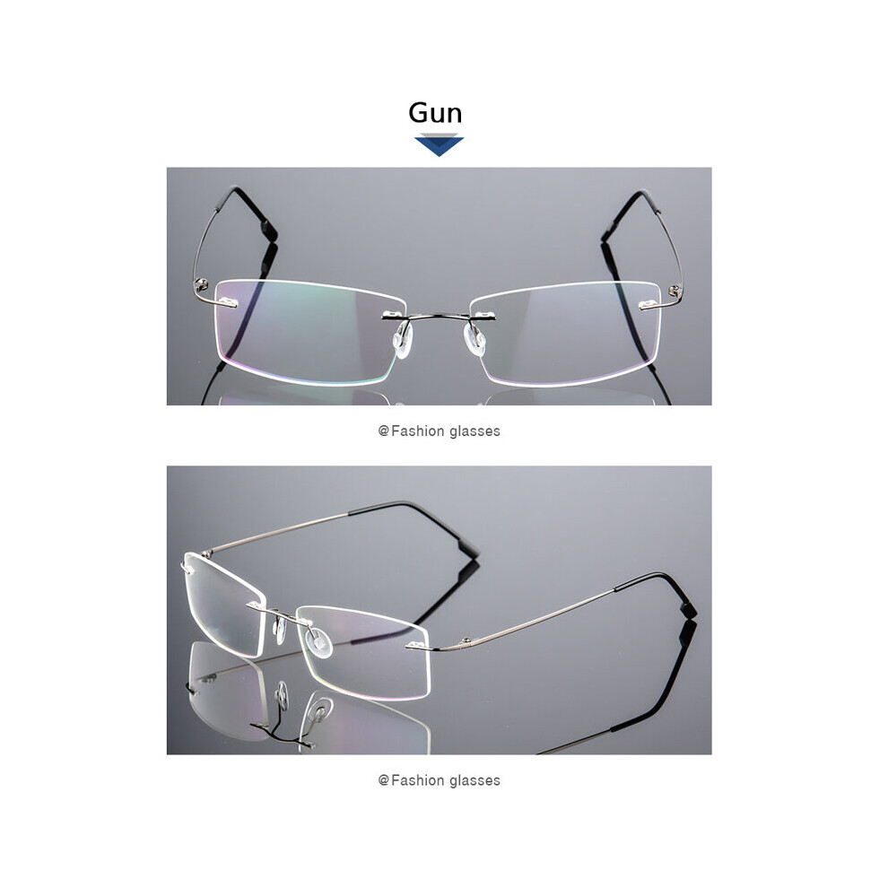 Ultralight Coating Frameless Myopia Glasses -1.0 -1.5 -2.0 To -5.0, Rimless Light Stainless Steel Hyperopia +1.0 +2.0 +4.0