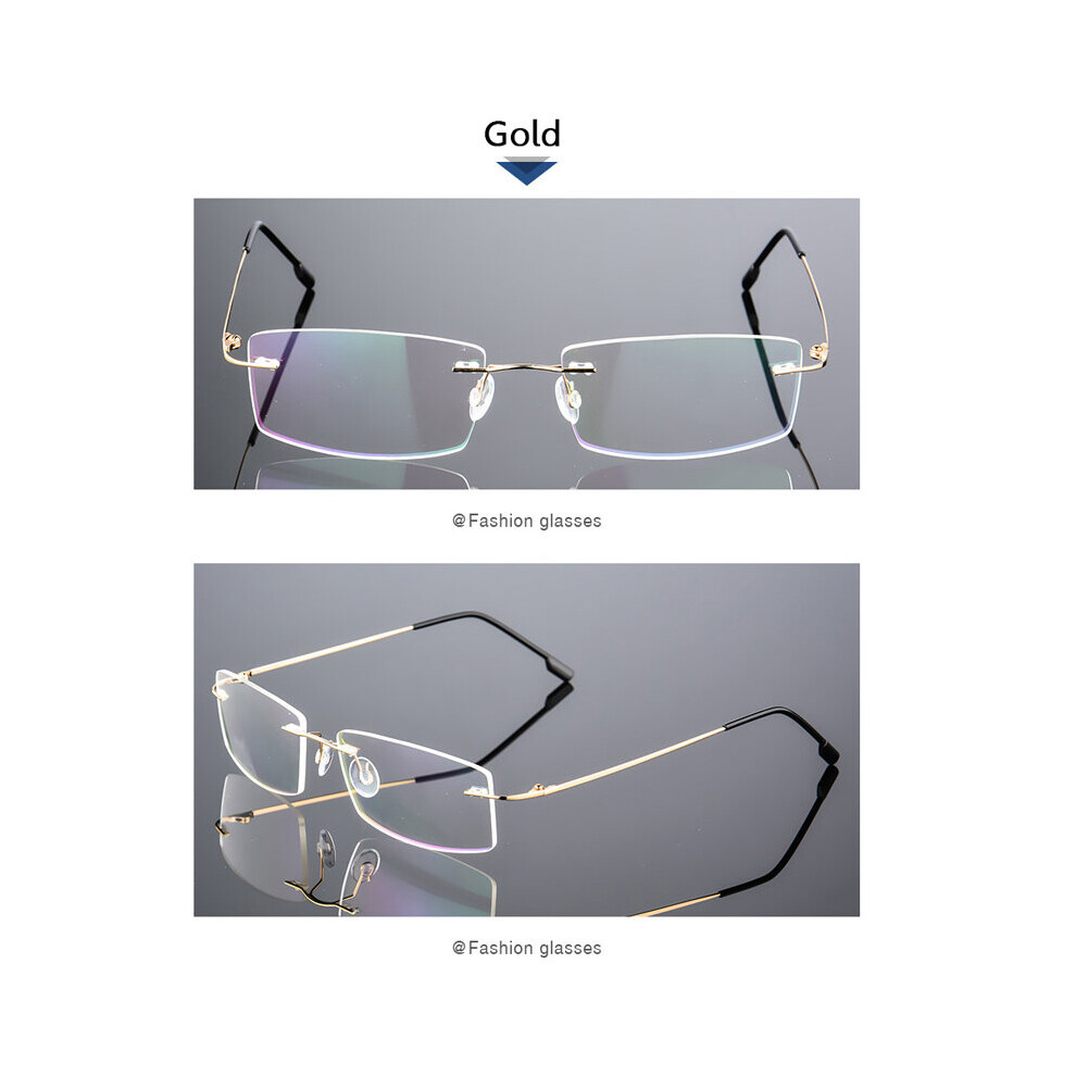 Ultralight Coating Frameless Myopia Glasses -1.0 -1.5 -2.0 To -5.0, Rimless Light Stainless Steel Hyperopia +1.0 +2.0 +4.0