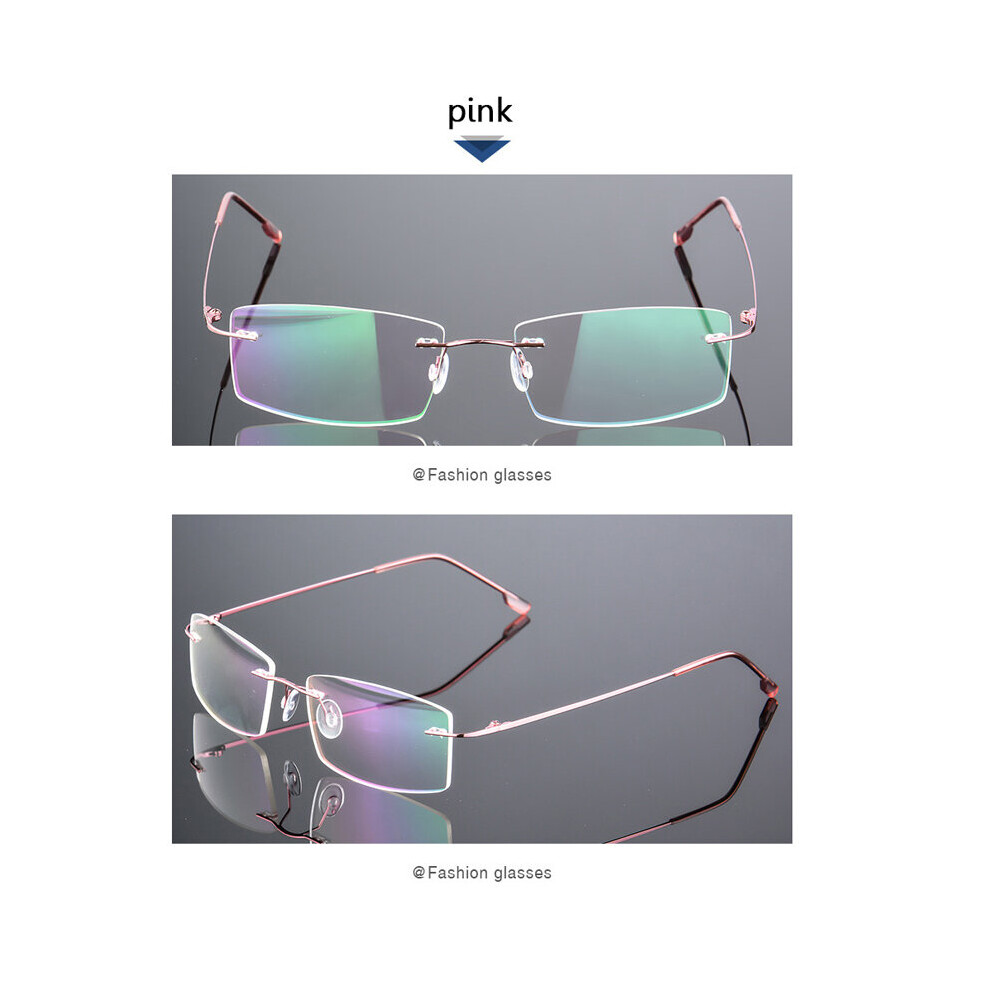 Ultralight Coating Frameless Myopia Glasses -1.0 -1.5 -2.0 To -5.0, Rimless Light Stainless Steel Hyperopia +1.0 +2.0 +4.0