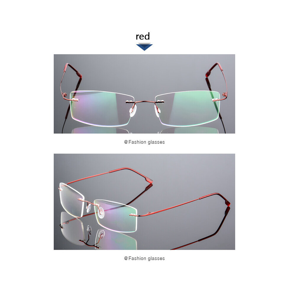 Ultralight Coating Frameless Myopia Glasses -1.0 -1.5 -2.0 To -5.0, Rimless Light Stainless Steel Hyperopia +1.0 +2.0 +4.0