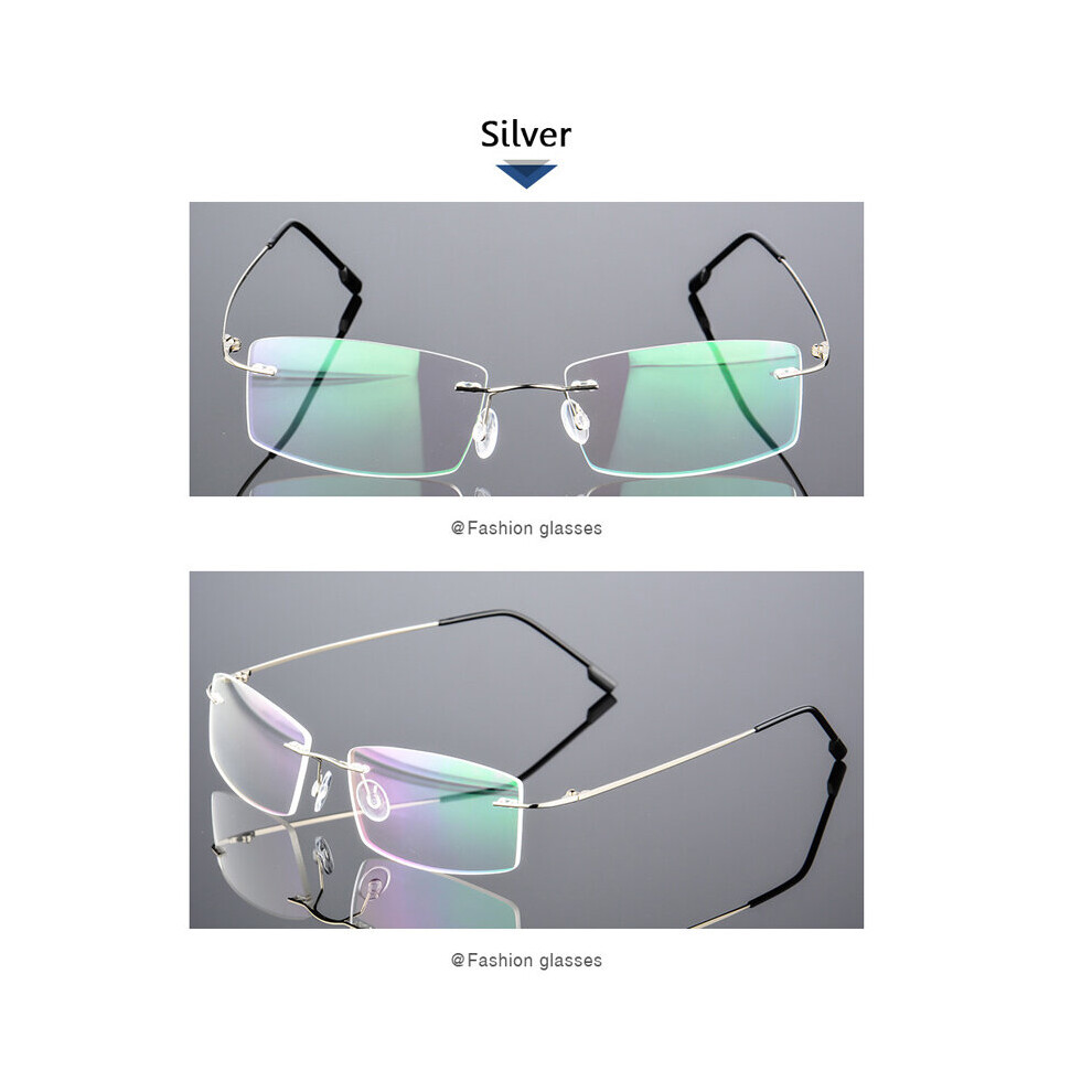 Ultralight Coating Frameless Myopia Glasses -1.0 -1.5 -2.0 To -5.0, Rimless Light Stainless Steel Hyperopia +1.0 +2.0 +4.0