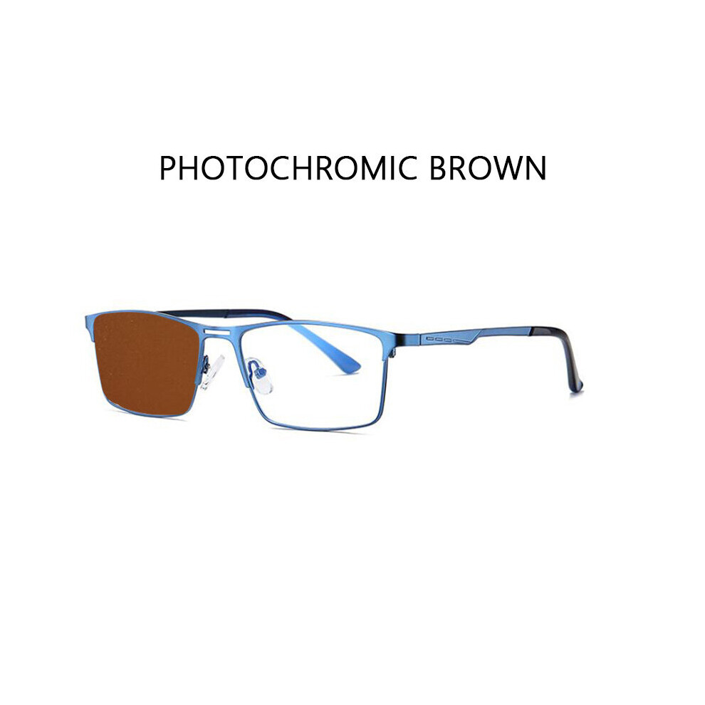 Multicoloured Men Light Blocking Reading Glasses Metal Frame Prescription Eyeglasses Anti Rays Computer Reader +1.75