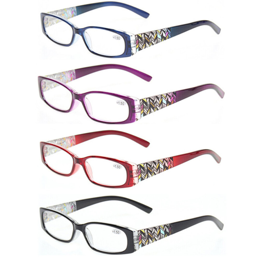 Reading Glasses Spring Hinge Women's Print Flower Frame Decorative Eyeglasses HD Reader Diopter +1.0+2.0+4.0+5.0+6.0