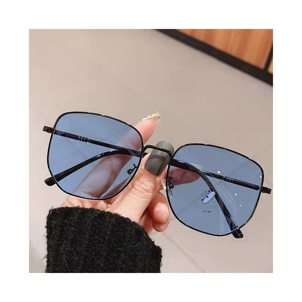 Big Square Photochromic Myopia Glasses Women Men Metallic Frame LIght Filter UV-proof Finished Prescription Glasses-image-OPC-PBR9D6B-NEW