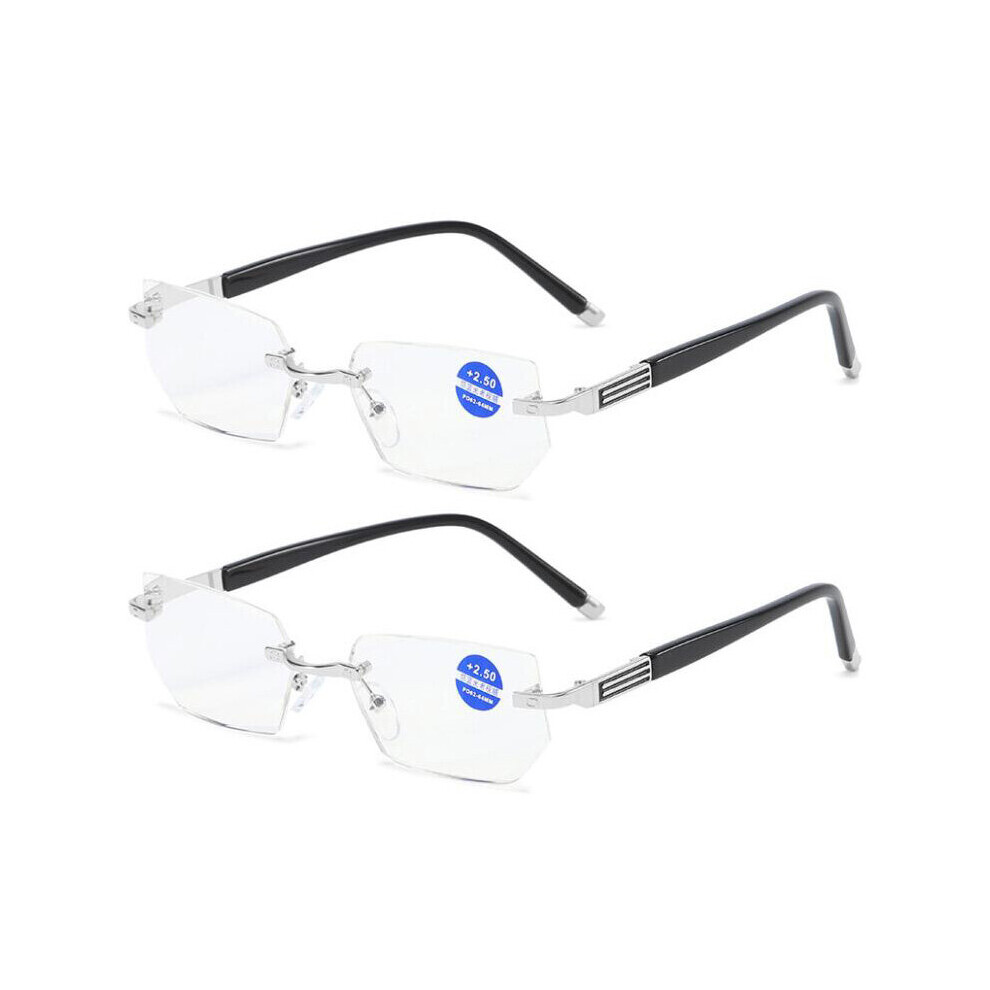 Men's Light Blocking Reading Glasses Women Dimond Cutting Rimless Eyewear Anti Rays Computer Reader +1.5 2.0 2.5