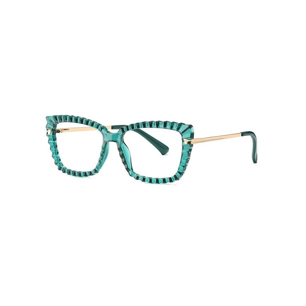 Multicoloured Optical Square Reading Glasses Women Green Prescription Eyeglasses Frames Blocking Computer Glasses