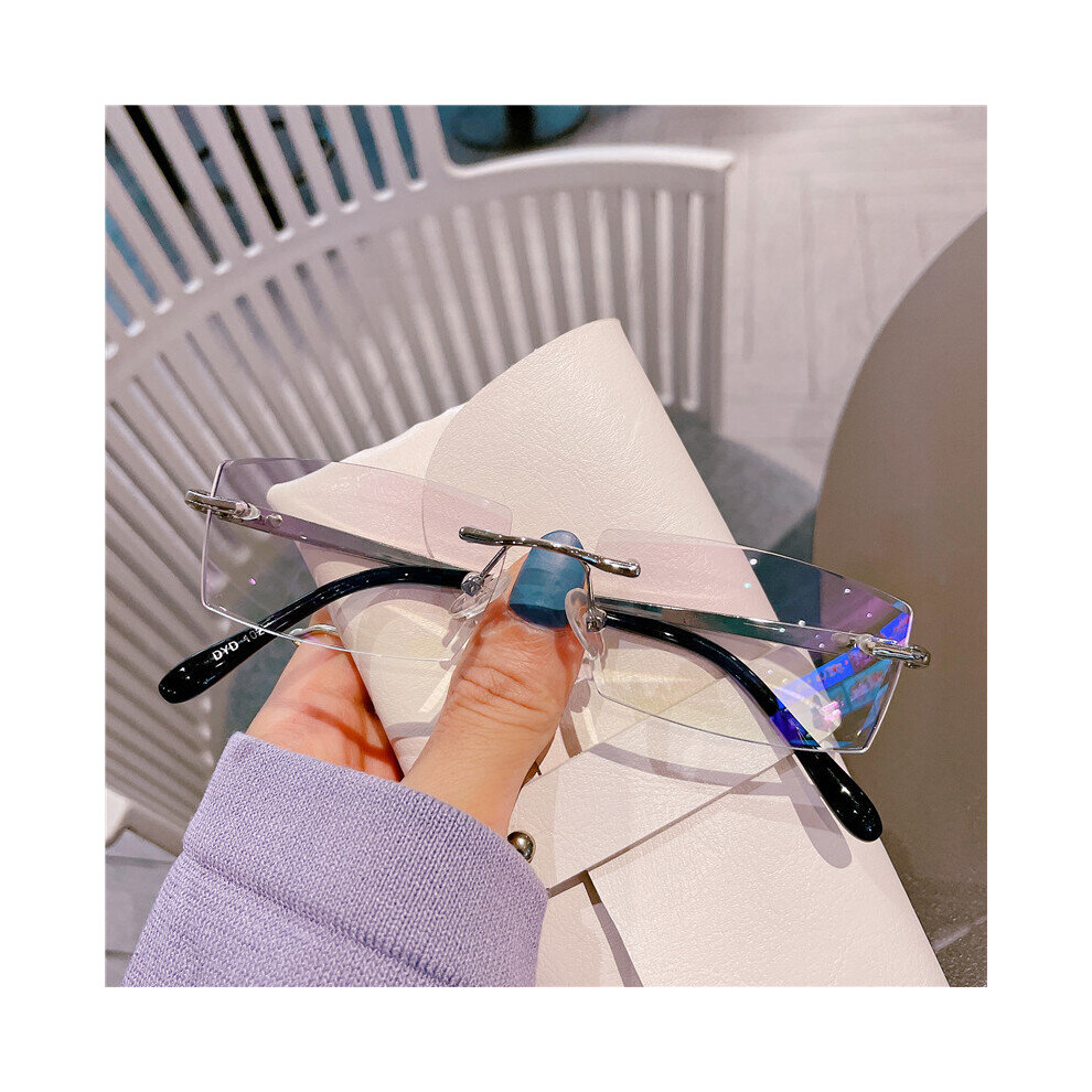 Multicoloured Rimless Diamond Cutting Reading Glasses For Couples Light Blocking Presbyopic Eyewear Women Men With Diopters