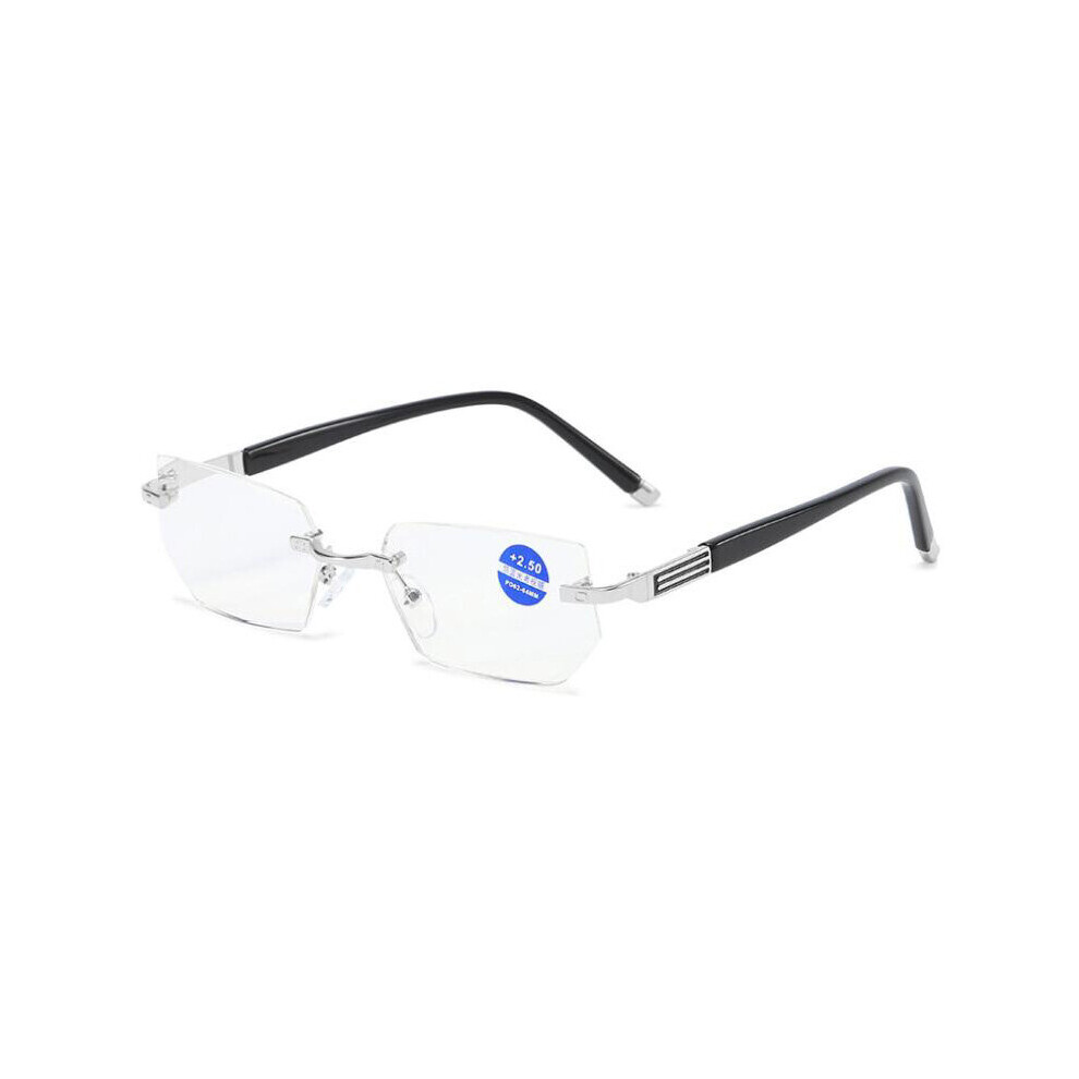 Men's Light Blocking Reading Glasses Women Dimond Cutting Rimless Eyewear Anti Rays Computer Reader +1.5 2.0 2.5