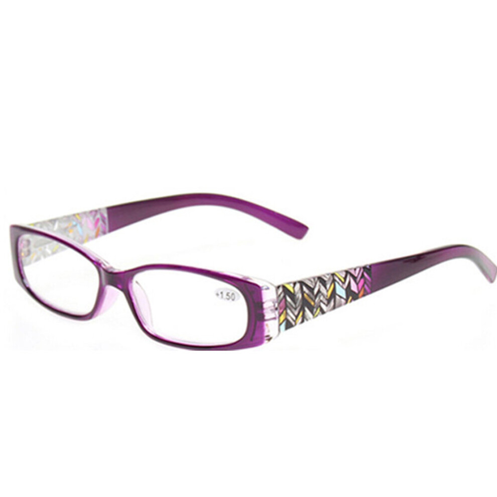 Reading Glasses Spring Hinge Women's Print Flower Frame Decorative Eyeglasses HD Reader Diopter +1.0+2.0+4.0+5.0+6.0