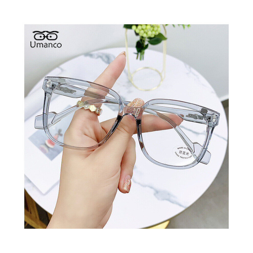 Oversized Square Myopia Glasses for Men Women Green Leopard Frame Anti Light Computer Glasses Finished Prescription Eyewear