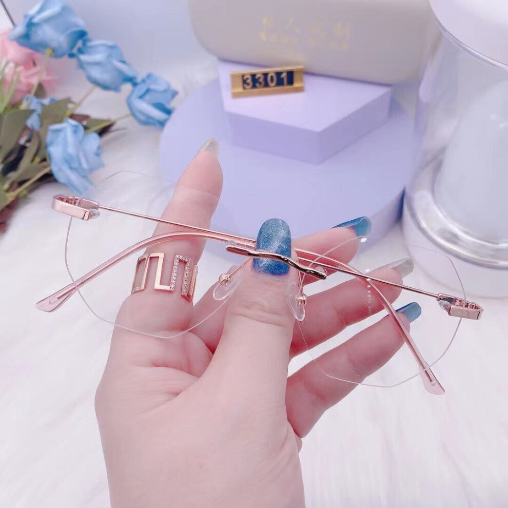 Multicoloured -1.0 1.5 2.0 To 4.0 Rimless Finished Myopia Glasses Women Men Irregular Metal Eyeglasses Prescription Shortsighted Eyewear