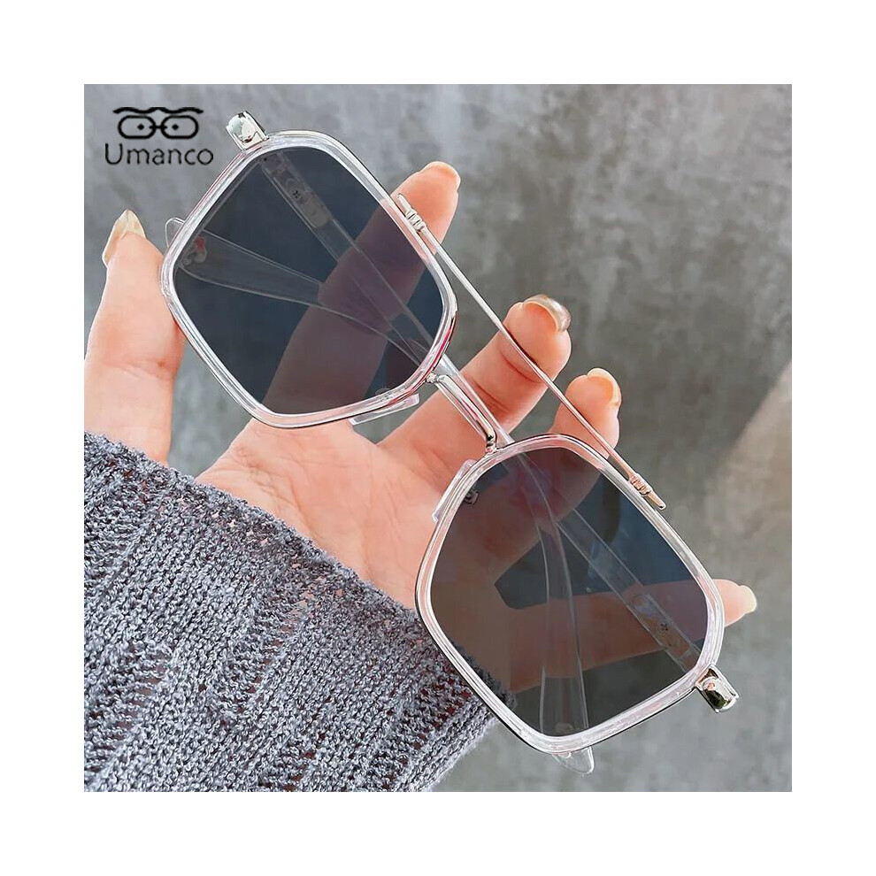 Square Photochromic Myopia Glasses Women Men Block Light UV Finished Nearsight Glasses -0.5-1.0-1.5-2.0-2.5-image-OPC-PBR9DGY-NEW