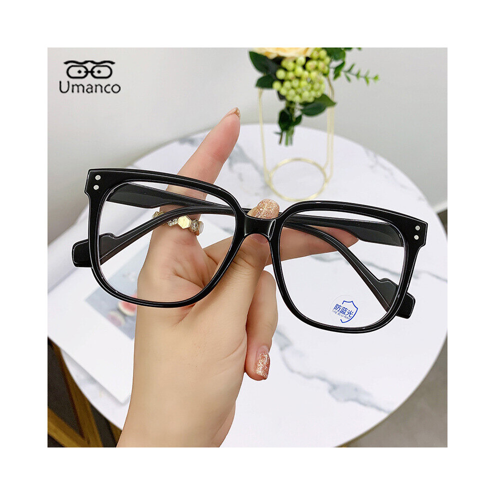Oversized Square Myopia Glasses for Men Women Green Leopard Frame Anti Light Computer Glasses Finished Prescription Eyewear