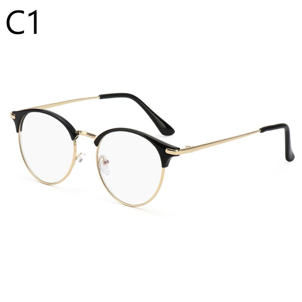 Vintage Metal Glasses Round Frame Computer Goggles Office Glasses HD Anti for Women Men Myopia Eyeglasses