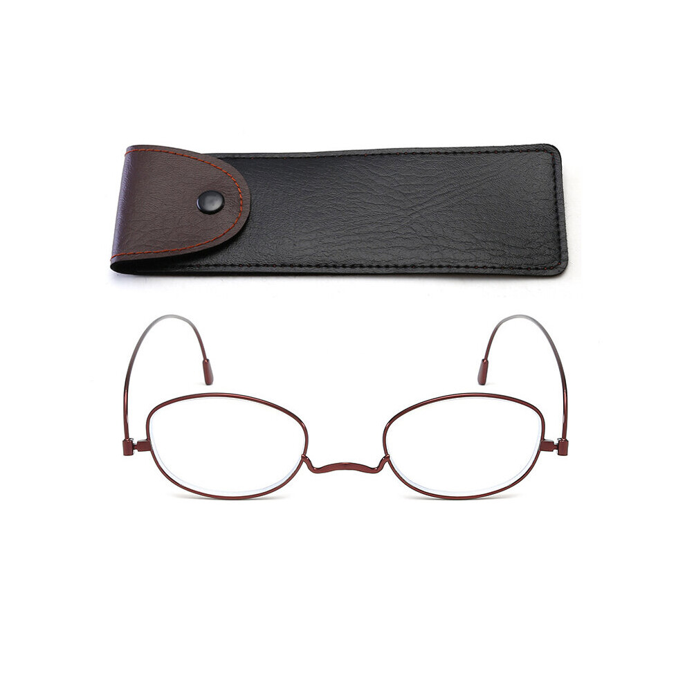 Portable Anti Light Reading Glasses For Women&Men Metal Small Frame Presbyopic Eyeglasses With Case+1.0to+4.0