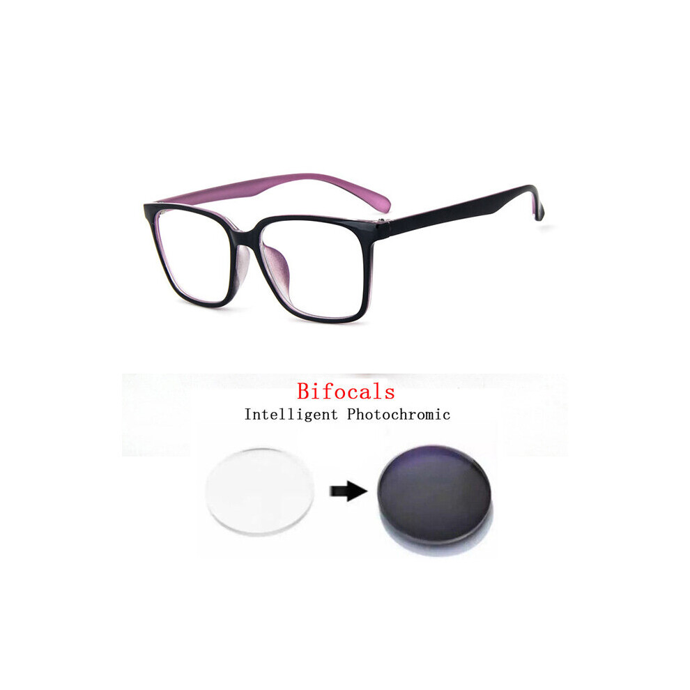 Intelligent Photochromic Bifocals Reading Glasses Magnifier For Women Men TR90 Look Near Far Presbyopic Sunglasses 4Color N5