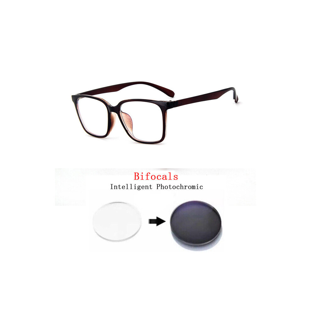 Intelligent Photochromic Bifocals Reading Glasses Magnifier For Women Men TR90 Look Near Far Presbyopic Sunglasses 4Color N5