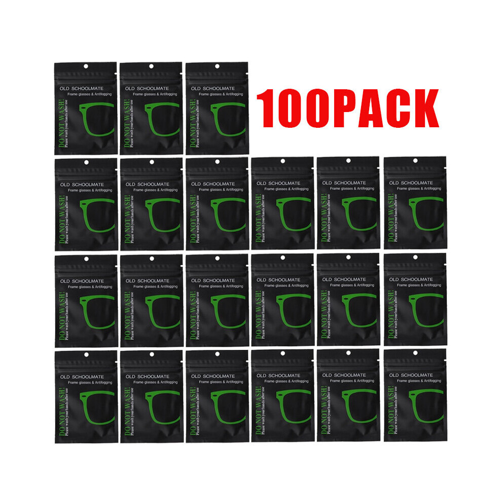 Black 100Pcs Reusable Anti-Fog Wipes Glasses Pre-Moistened Antifog Lens Cloth Defogger Eyeglass Wipe Prevent Fogging For Glasses