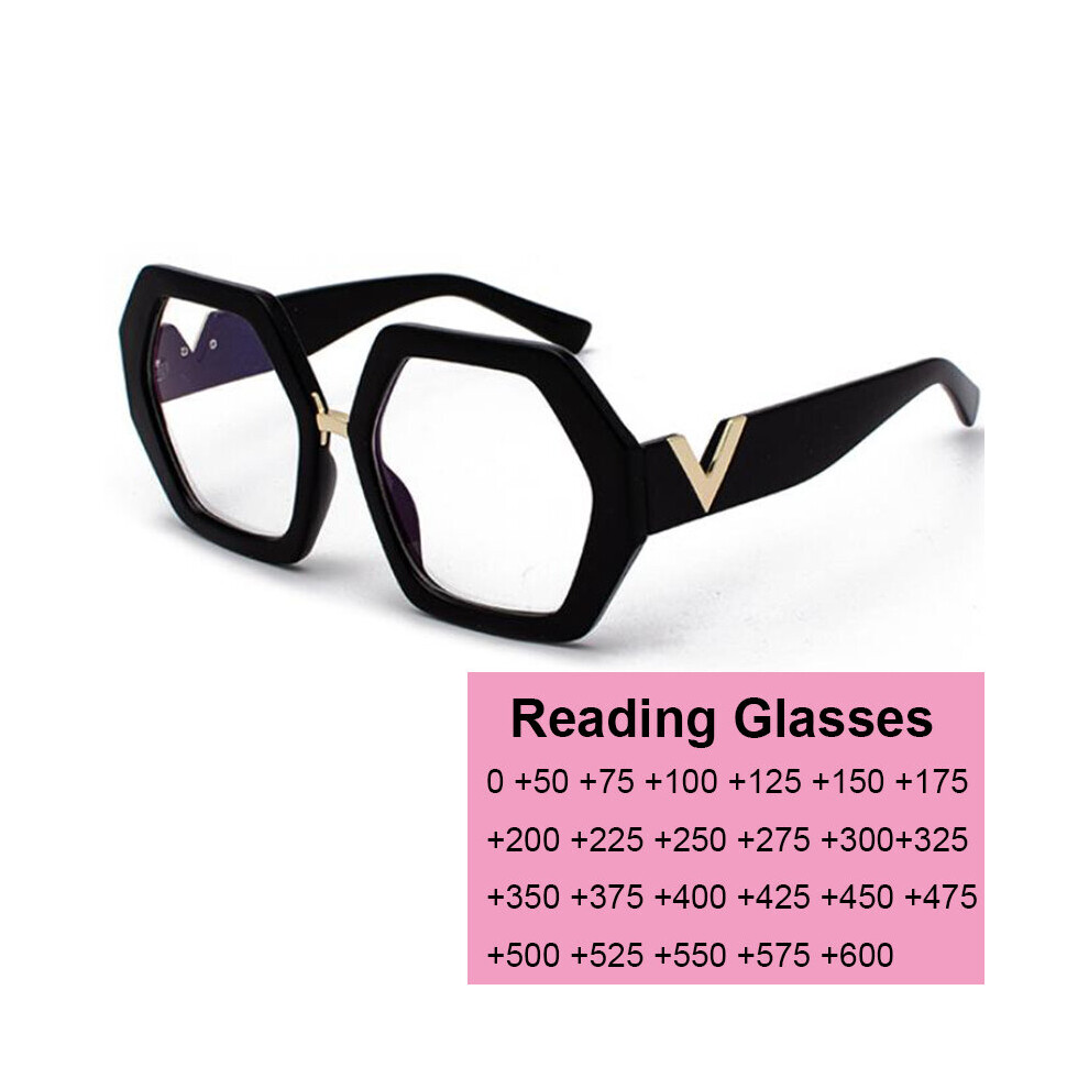 Square Ladies Large Light Blocking Reading Glasses Women Farsightedness Prescription Glasses Plus