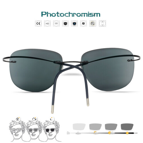 Frame ColorChanging Reading Glasses Titanium Big Frame Filter Sunglasses With Diopter 0 6.00 Anti radiation Reading