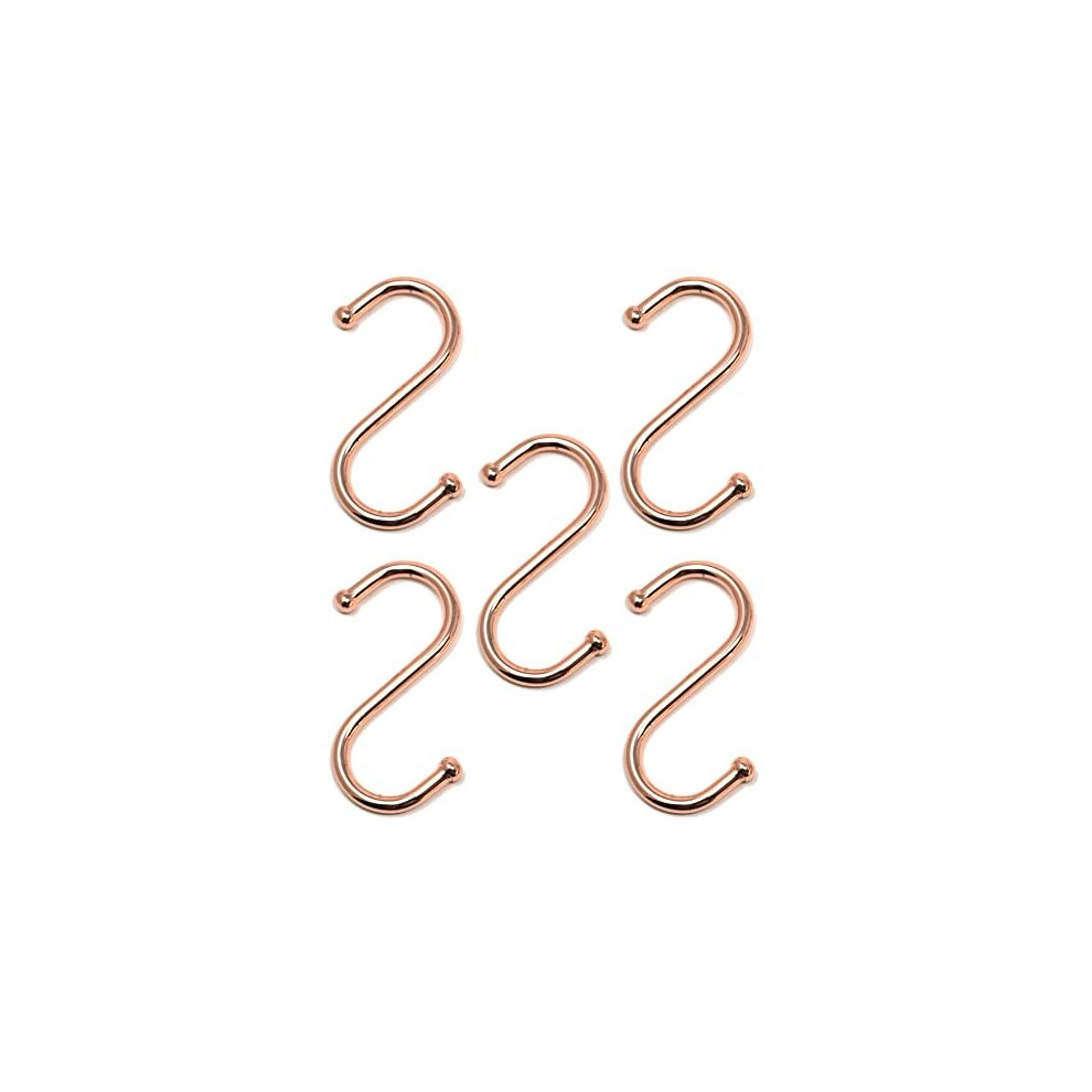 5 X Fixte S Style Hook Ball End Utensil Hangers Hooks Mugs Pots Pans Kitchen Home Office 75Mm (Copper) 5060609684716