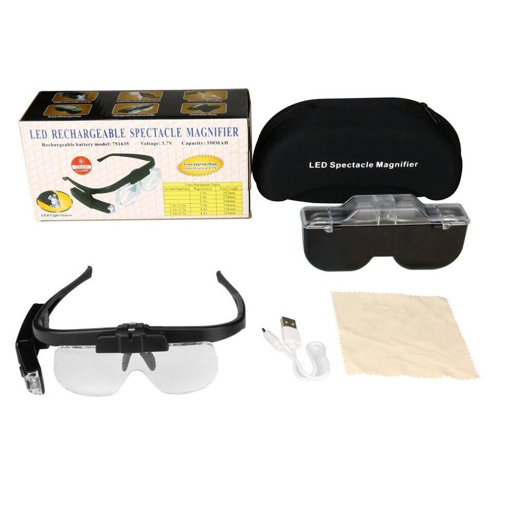 Multicoloured Headband Illuminated Magnifier Rechargeable For Maintain And Read Magnifying Glasses Lens Loupe With Led Light 3 Glasses