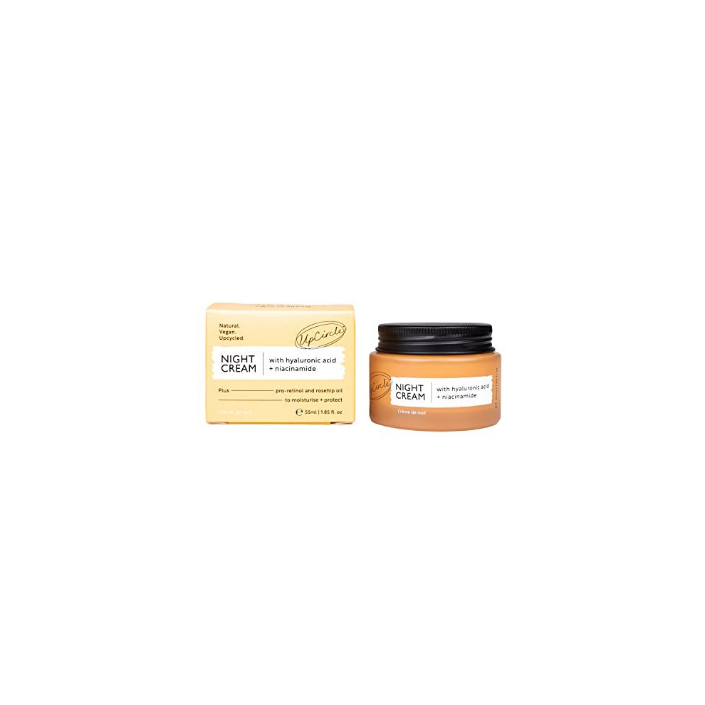Upcircle Cream Night With Hyaluronic Acid + Niacinamide 55Ml - Nourishing And Unscented For Sensitive Skin Anti-Ageing Properties - Vegan Cruelty-Free