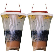 2 Pack Fly Trap Outdoor Hanging Fly Catcher,Disposable Ranch Fly Trap Catcher Bag with Fly Bait,Fly Killer Repellent for Outdoor Garden, Farm, Horse