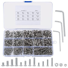 520 Pcs Nuts and Bolts Set, M3 M4 M5 Stainless Steel Hex Socket Button Head Bolts and Nuts Assorted, Screws Nuts Bolts Assortment Kit with 3 Pcs Hex