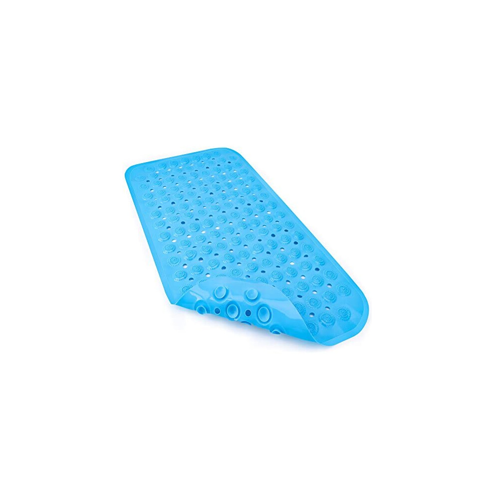 Bath Mat Non Slip Anti Mould Kids, Extra Long Bathtub Mats with Drain Holes & Suction Cups Machine Washable Rubber Bathroom Shower Mat for Inside Bath