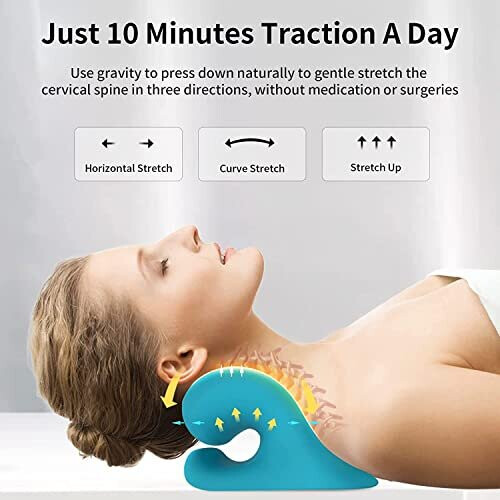 Neck Stretcher for Pain Relief, Neck and Shoulder Relaxer Cervical Traction  Device Pillow for Muscle Relax and TMJ Pain Relief (Blue) 