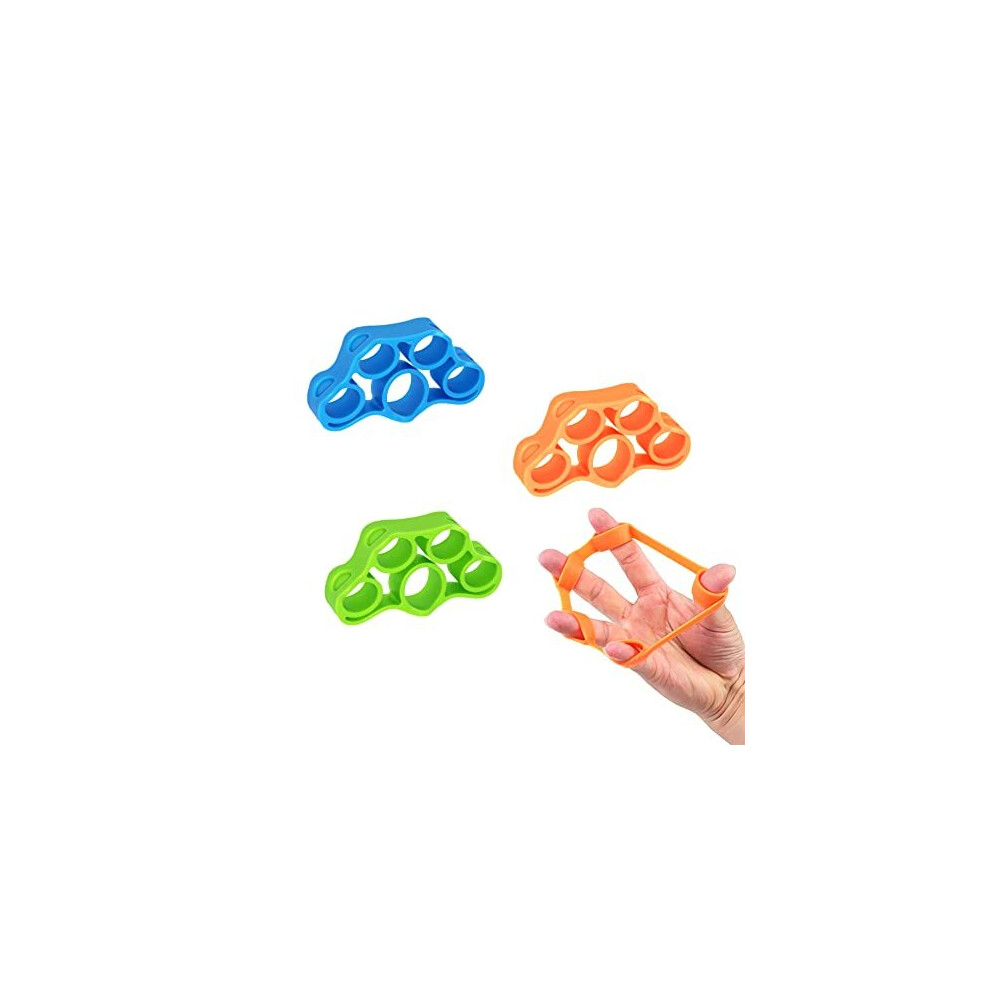 Hand Grip Strengthener（3 Pack）, Forearm Exerciser Hand Strengthener Finger Extensor Bands for Muscle Training Sports, Stress Relief, Increase
