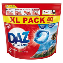 Daz All in 1 PODs Washing Capsules Whites & Colours, Pack of 40 - Easy Dose, Deep Clean