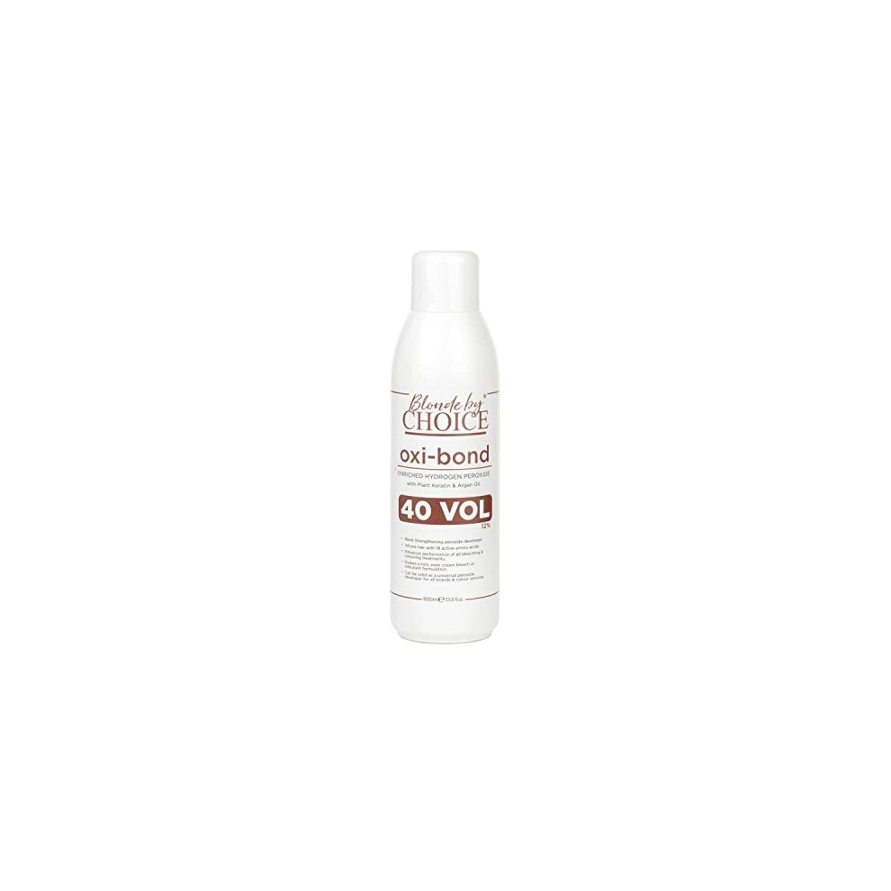 Blonde By Choice Oxi-Bond 40 Vol Developer Enriched 12% Hydrogen Peroxide With Keratin, Argan Oil & Amino Acids. Mix Hair Bleach Powder And Peroxide To Improve Hair