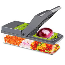 Vegetable Chopper, 14-in-1 Vegetable Grater Onion Chopper Potato Slicer, 8 Blade Multifunctional Veggie Chopper, Food Chopper with Container
