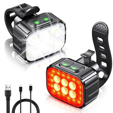 Bike Lights Set Super Bright, CIRYCASE USB Rechargeable Bike Light with Spot & Flood Beam, IP65 Waterproof Cycle Lights for Night Riding, DIY 2 x 4 +
