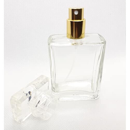 100ml Empty Glass Perfume Spray Bottle Refillable Rectangular Gold 1