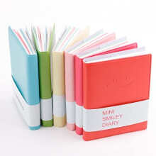 6PCS Mini Smiley Notebook Portable Diary Candy Colors Pocket Note Book Small Memo Pads Travel Notepads with PU Leather Case 10.5 x 8cm/ 4 x 3inch, 100
