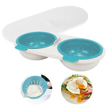 Microwave Egg Poachers, Portable Egg Cooker for Microwave, 2 Cavity Silicone Egg Poacher Microwave Egg Cooker, Poached Egg Maker Egg Cooker Kitchen