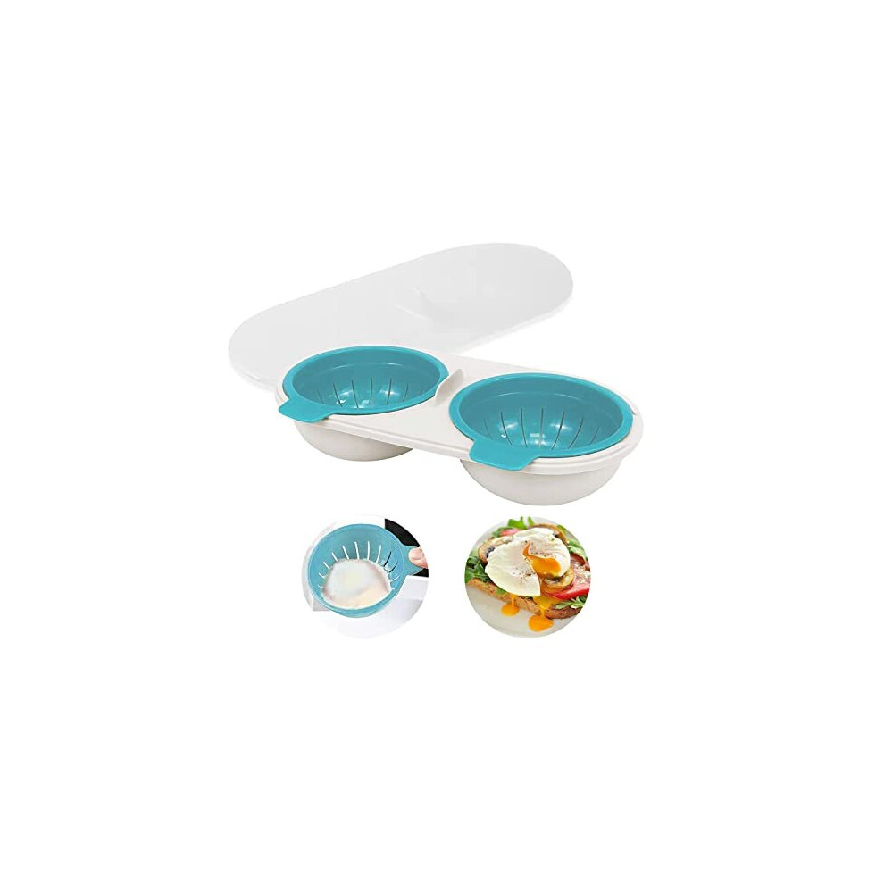 Lankoer Microwave Egg Poachers, Portable Egg Cooker For Microwave, 2 Cavity Silicone Egg Poacher Microwave Egg Cooker, Poached Egg Maker Egg Cooker Kitchen