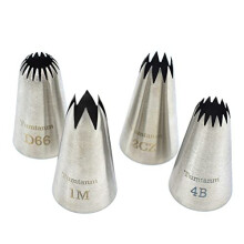 Large Piping Nozzles, 4Pcs #2CZ #D66#4B #1M Stainless Steel Seamless Icing Piping Nozzle Tip Set for Cupcakes and Baking